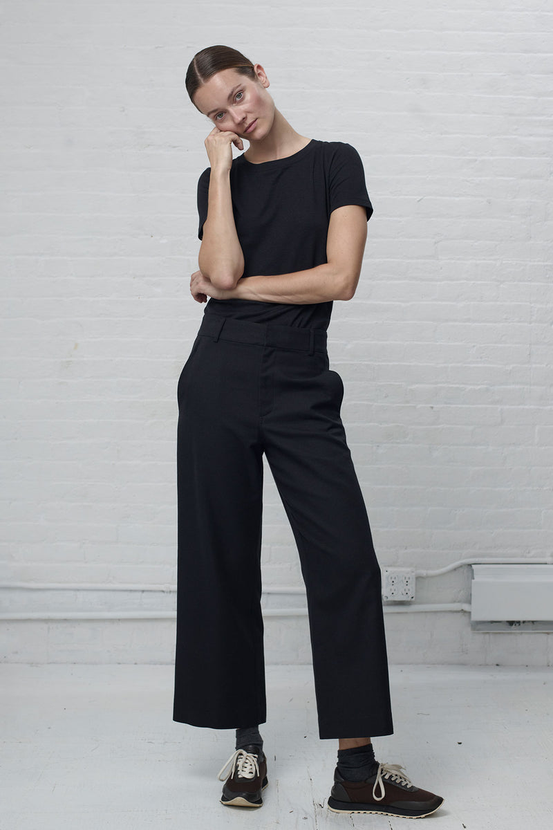 Cropped Cotton/wool Twill Pant