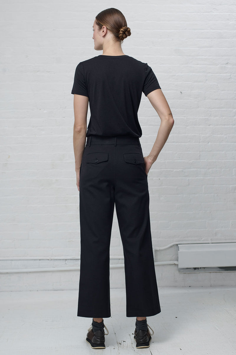 Cropped Cotton/wool Twill Pant