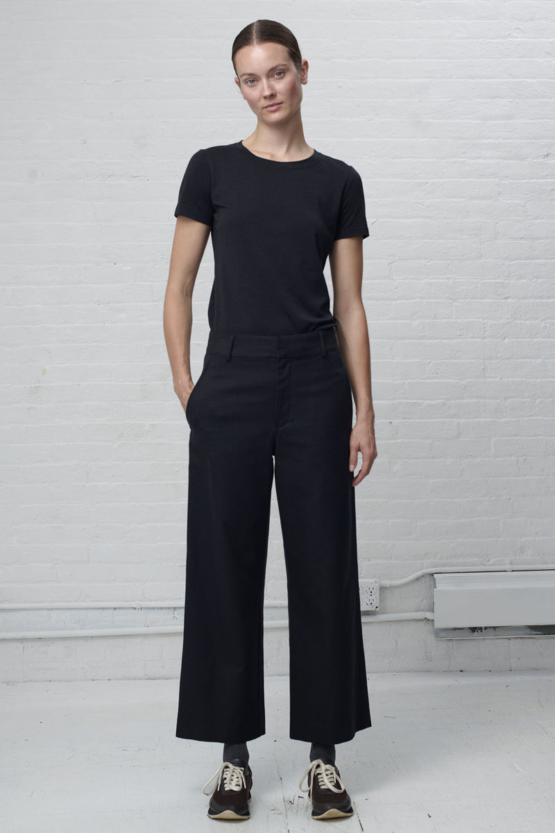 Cropped Cotton/wool Twill Pant