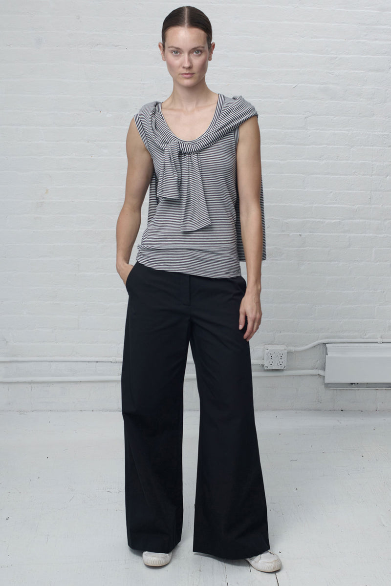 Black Flared Cotton Twill Pant