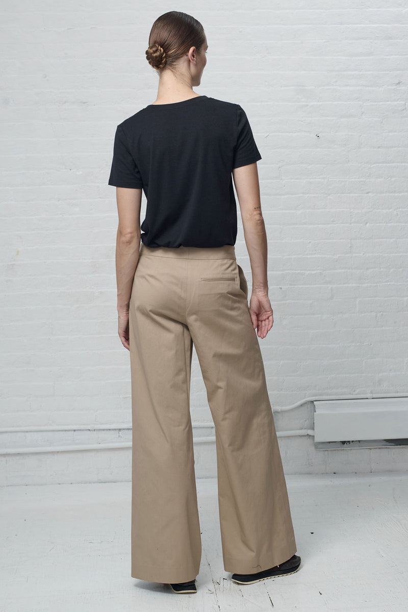 Tan Flared Cotton Twill Pant