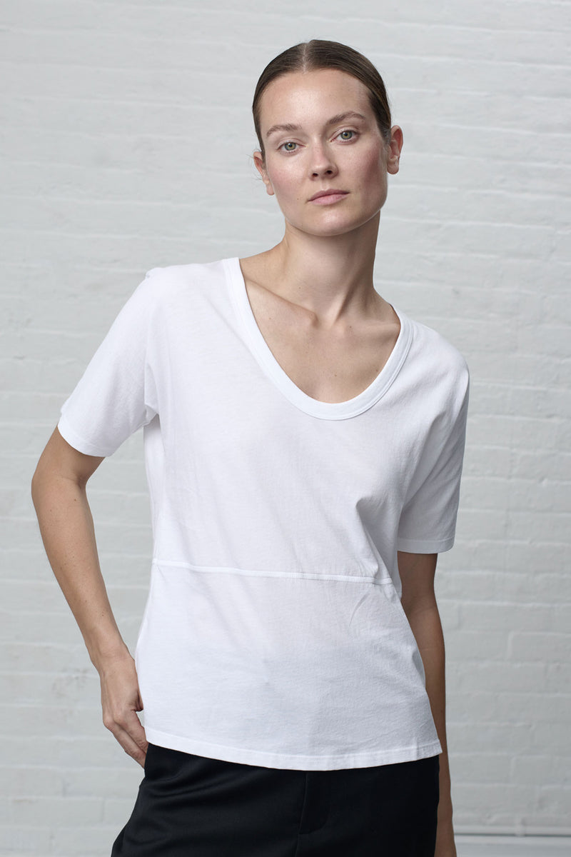 Scoop-Neck Seamed T-Shirt